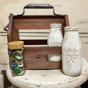 Stage it!! Rustic Wooden Caddy with Metal Handle